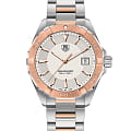 TAG Heuer TAG Heuer Aquaracer WAY1150.BD0911  WAY1150.BD0911 кварцевые мужские часы серебристый циферблат, браслет нержавеющая сталь + золото 18к — вид спереди