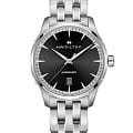Hamilton Hamilton Jazzmaster Gents Auto H32475130  H32475130 механические мужские часы черный циферблат, браслет нержавеющая сталь — вид спереди