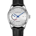 Hamilton Hamilton Jazzmaster Power Reserve Auto H32635781  H32635781 механические мужские часы серебристый циферблат, браслет кожаный — вид спереди