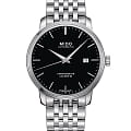 Mido Mido Baroncelli Chronometer Silicon Gent M027.408.11.051.00  M0274081105100 механические мужские часы черный циферблат, браслет нержавеющая сталь — вид спереди