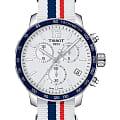Tissot Tissot Quickster Nato Chronograph T095.417.17.037.09 Quickster T0954171703709 кварцевые мужские часы белый циферблат, браслет тканевый — вид спереди