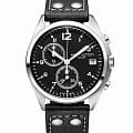 Hamilton Hamilton Khaki Aviation Pilot Pioneer Chrono H76512733  H76512733 кварцевые мужские часы черный циферблат, браслет кожаный — вид спереди