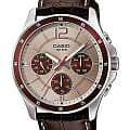 Casio Casio Collection MTP-1374L-7A1VDF (MTP-1374L-7A1)  MTP-1374L-7A1 кварцевые мужские часы бежевый циферблат, браслет кожаный — вид спереди
