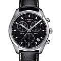 Tissot Tissot PR 100 Сhronograph T101.417.16.051.00 PR 100 T1014171605100 кварцевые мужские часы черный циферблат, браслет кожаный — вид спереди