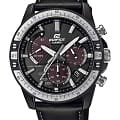 Casio Casio Edifice EQS-930TL-1AVUDF EQS EQS-930TL-1AVUDF кварцевые мужские часы черный циферблат, браслет кожаный — вид спереди