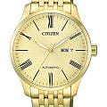 Citizen Citizen Automatic NH8352-53P  NH8352-53P механические мужские часы  золотой циферблат, браслет нержавеющая сталь с ip-покрытием — вид спереди
