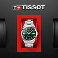 Tissot Tissot Gentleman Powermatic 80 Silicium T127.407.11.091.01 механические мужские часы часы крупный план зеленый циферблата