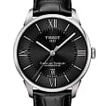 Tissot Tissot Chemin des Tourelles Powermatic 80 T099.407.16.058.00 Chemin des Tourelles T0994071605800 механические мужские часы черный циферблат, браслет кожаный — вид спереди