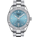 Tissot Tissot PR 100 Lady Sport Chic T101.910.11.351.00 PR 100 Sport Chic T1019101135100 кварцевые женские часы голубой циферблат, браслет нержавеющая сталь — вид спереди
