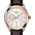 Tissot Tissot PR 100 Dual Time T101.452.26.031.00 PR 100 T1014522603100 кварцевые мужские часы белый циферблат, браслет кожаный — вид спереди