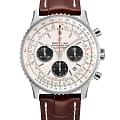 Breitling Breitling Navitimer B01 Chronograph 43 AB0121211G1P1  AAB0121211G1P1 механические мужские часы серебристый циферблат, браслет кожаный — вид спереди