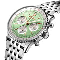 Breitling Breitling Navitimer B01 Chronograph 41 AB0139211L1A1 механические мужские часы часы крупный план зеленый циферблата