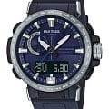 Casio Casio Pro Trek PRW-60-2A PRW PRW-60-2A кварцевые мужские часы синий циферблат, браслет силикон — вид спереди