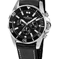 Jacques Lemans Jacques Lemans Sport 1-2091A  1-2091A кварцевые мужские часы черный циферблат, браслет кожаный — вид спереди