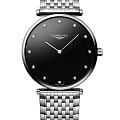 Longines Longines La Grande Classique L4.866.4.58.6  L48664586 кварцевые женские часы  черный циферблат, браслет нержавеющая сталь — вид спереди
