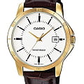 Casio Casio Collection MTP-V004GL-7AUDF (MTP-V004GL-7A)  MTP-V004GL-7A кварцевые мужские часы белый циферблат, браслет кожаный — вид спереди