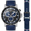 Tissot Tissot SuperSport Chrono T125.617.17.051.03A SuperSport Chrono T1256171705103a кварцевые мужские часы черный циферблат, браслет кожа + текстиль — вид спереди