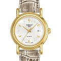 Tissot Tissot Carson Automatic Lady 18K Gold T907.007.16.106.00 Carson T9070071610600 механические женские часы белый циферблат, браслет кожаный — вид спереди