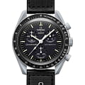 Swatch Swatch x Omega Bioceramic Moonswatch Mission To The Moon SO33M100  SO33M100 кварцевые мужские часы черный циферблат, браслет нейлон — вид спереди