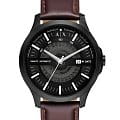 Armani Exchange Armani Exchange Hampton AX2446  AX2446 кварцевые мужские часы черный циферблат, браслет кожаный — вид спереди
