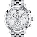 Tissot Tissot PRC 200 Chronograph T114.417.11.037.00 PRC 200 T1144171103700 кварцевые мужские часы  белый циферблат, браслет нержавеющая сталь — вид спереди