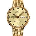 Mido Mido Commander 1959 M8429.3.22.13  M842932213 механические мужские часы золотой циферблат, браслет нержавеющая сталь с pvd-покрытием — вид спереди