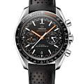 Omega Omega Speedmaster Racing 329.32.44.51.01.001   32932445101001 механические мужские часы черный циферблат, браслет кожаный — вид спереди