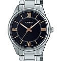 Casio Casio Collection MTP-V005D-1B5UDF (MTP-V005D-1B5)  MTP-V005D-1B5 кварцевые мужские часы черный циферблат, браслет нержавеющая сталь — вид спереди