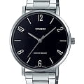 Casio Casio Collection MTP-VT01D-1B2UDF (MTP-VT01D-1B2)  MTP-VT01D-1B2 кварцевые мужские часы черный циферблат, браслет нержавеющая сталь — вид спереди