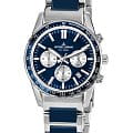 Jacques Lemans Jacques Lemans 1-2059I  1-2059i кварцевые мужские часы синий циферблат, браслет нержавеющая сталь 316l + полиуретан — вид спереди