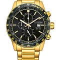 Citizen Citizen Chronograph AN3682-54E  AN3682-54E кварцевые мужские часы черный циферблат, браслет нержавеющая сталь с ip-покрытием — вид спереди