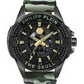 Philipp Plein Philipp Plein The Skull PWAAA0821  PWAAA0821 кварцевые мужские часы черный циферблат, браслет силикон — вид спереди