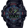 Casio Casio G-Shock GA-700RGB-1ADR (GA-700RGB-1a) GA-700 GA-700RGB-1A электронные мужские часы  циферблат, браслет пластик — вид спереди
