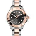 TAG Heuer TAG Heuer Aquaracer Professional 200 WBP1324.BB0005  WBP1324.BB0005 кварцевые женские часы черный циферблат, браслет нержавеющая сталь и 18 каратное розовое золото — вид спереди