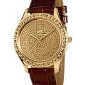 Jacques Lemans Jacques Lemans 1-1841ZI  1-1841Zi кварцевые женские часы золотой циферблат, браслет кожаный — вид спереди