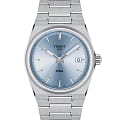 Tissot Tissot PRX 35 mm T137.210.11.351.00  T1372101135100 кварцевые женские часы  голубой циферблат, браслет нержавеющая сталь — вид спереди