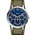 Fossil Fossil Airlift BQ2734  BQ2734 кварцевые мужские часы синий циферблат, браслет кожаный — вид спереди
