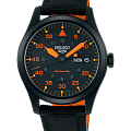 Seiko Seiko 5 Sports SRPH33K1  SRPH33K1 механические мужские часы черный циферблат, браслет тканевый — вид спереди