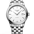 Longines Longines Flagship L4.984.4.18.6  L49844186 механические мужские часы белый циферблат, браслет нержавеющая сталь — вид спереди