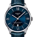 Tissot Tissot Chemin des Tourelles Powermatic 80 T099.407.16.048.00 Chemin des Tourelles T0994071604800 механические мужские часы синий циферблат, браслет кожаный — вид спереди