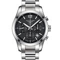 Longines Longines Conquest Collection L2.786.4.56.6  L27864566 механические мужские часы  черный циферблат, браслет нержавеющая сталь — вид спереди