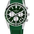 Jacques Lemans Jacques Lemans 1-2059D  1-2059D кварцевые мужские часы зеленый циферблат, браслет силикон — вид спереди