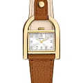 Fossil Fossil Harwell ES5346  ES5346 кварцевые женские часы серебристый циферблат, браслет кожаный — вид спереди