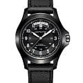 Hamilton Hamilton Khaki Field King H64465733  H64465733 механические мужские часы черный циферблат, браслет кожаный — вид спереди