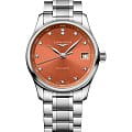 Longines Longines Master Collection L2.357.4.08.6  L23574086 механические женские часы оранжевый циферблат, браслет нержавеющая сталь — вид спереди