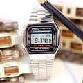 Casio Casio Vintage A168WA-1WDF (A168WA-1W), vintage япония мужские часы на браслете нержавеющая сталь боковой вид