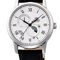 Orient Orient Sun & Moon RA-AK0008S  RA-AK0008S механические мужские часы белый циферблат, браслет кожаный — вид спереди