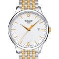 Tissot Tissot Tradition T063.610.22.037.00 Tradition T0636102203700 кварцевые мужские часы белый циферблат, браслет сталь c pvd покрытием — вид спереди