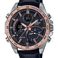 Casio Casio Edifice ECB-900GL-1BDR (ECB-900GL-1B) ECB ECB-900GL-1B кварцевые мужские часы черный циферблат, браслет кожаный — вид спереди