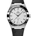 Omega Omega Constellation 131.33.41.21.06.001  13133412106001 механические мужские часы  серый циферблат, браслет кожаный — вид спереди